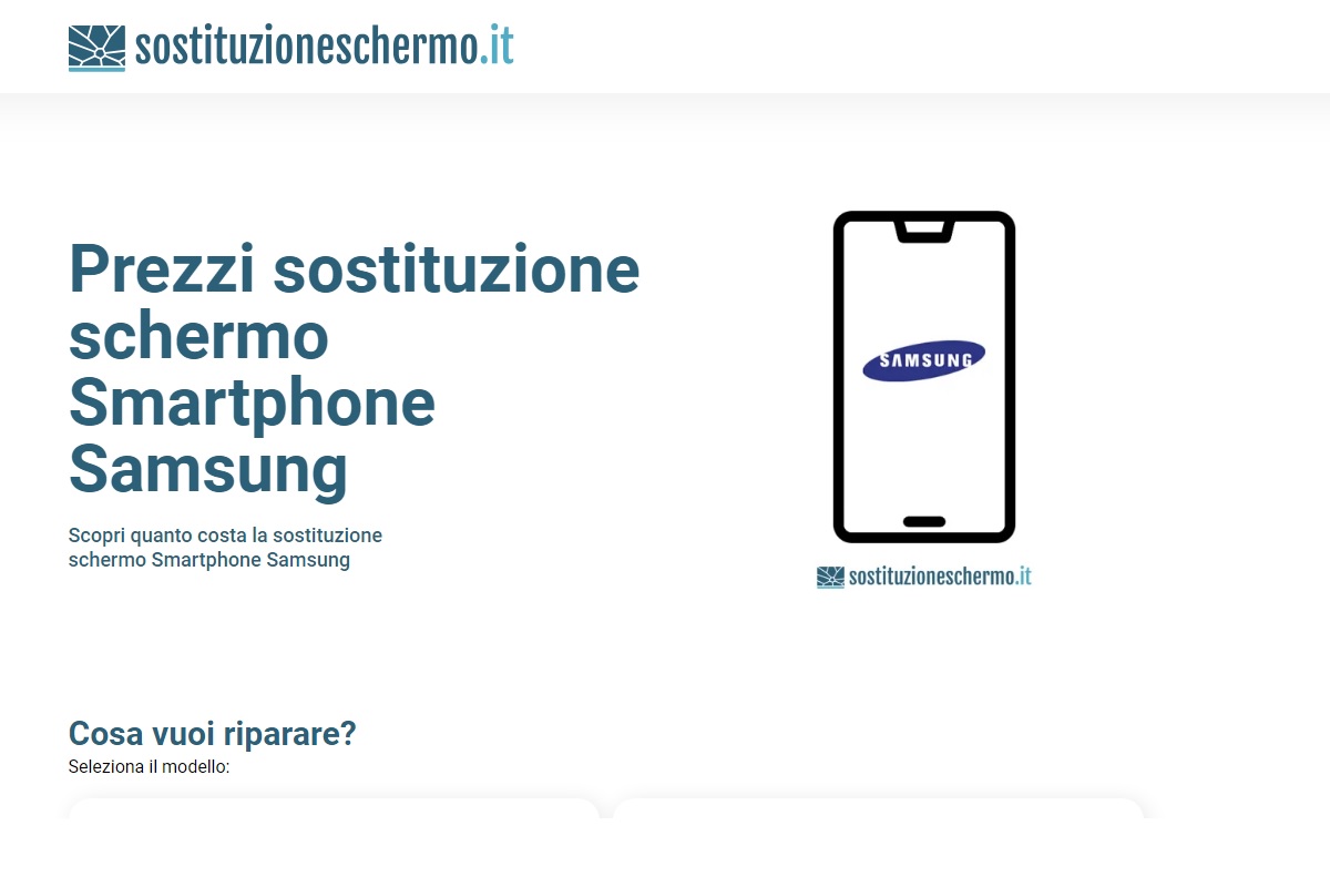 Prezzi sostituzione schermo cellulari Samsung. Seleziona il tuo modello per il preventivo